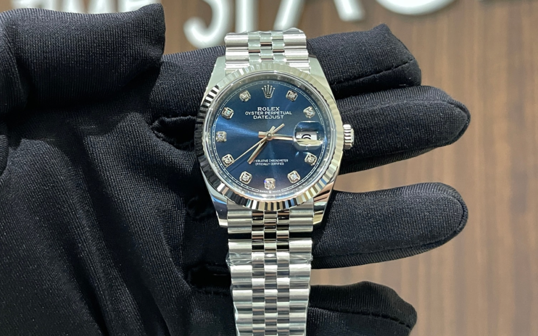 Brand New Rolex MAR 2025 Datejust Jubilee Bracelet Fluted Blue Dial with 10pt diamonds 36mm 126234
