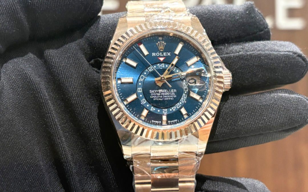 Brand New Rolex Sep 2025 Full Rose Gold Sky Dweller 336935 Bright Blue Dial Oyster Bracelet 