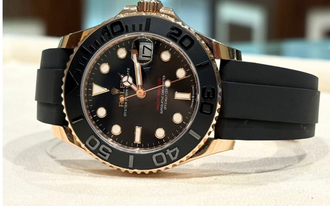 Mint Condition Rolex Yatch Master 268655 37mm Oysterflex Rose Gold Black Dial