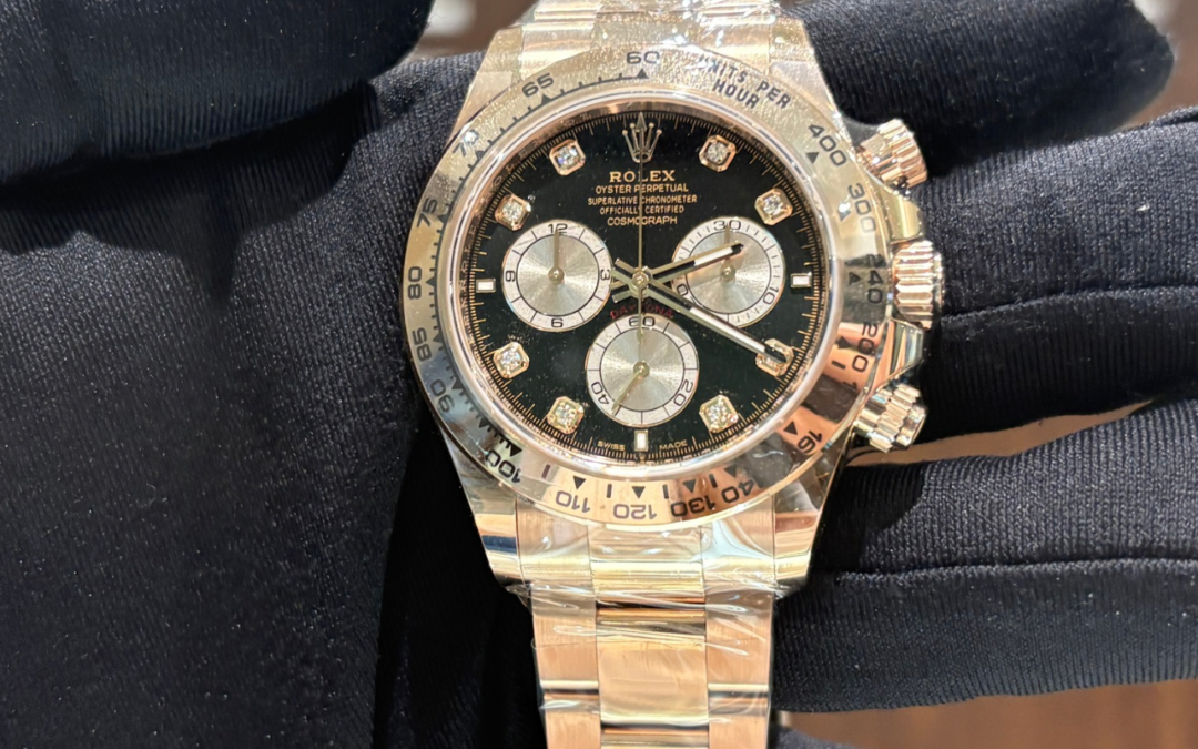 Brand New Rolex NOV 2025 Daytona Full Rose Gold 126505 Black Dial with 10pt diamonds  