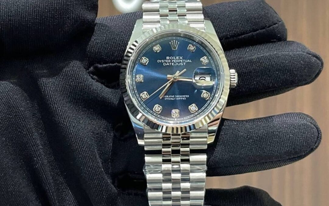 Brand New Rolex Datejust Jubilee Bracelet Fluted Blue Dial with 10pt diamonds 36mm 126234 