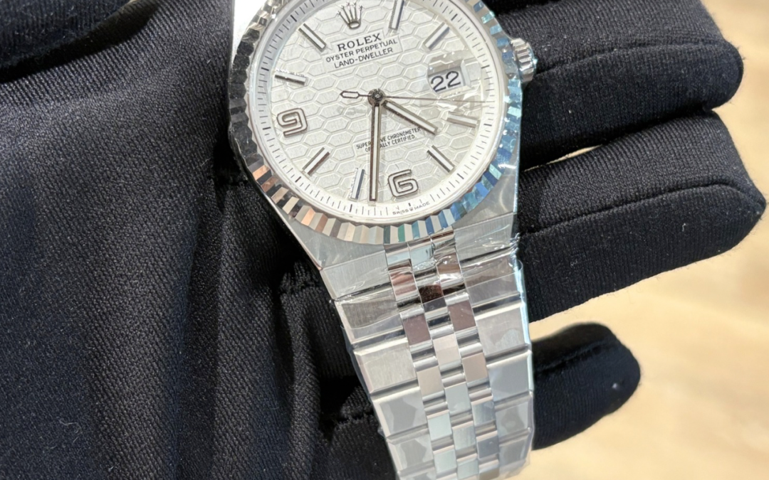 Brand New Rolex APR 2026 Land Dweller 127234 White Honeycomb Motif Dial 36mm
