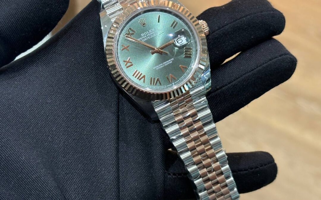 Brand New Rolex July 2026 Datejust Two Tone Rose Gold Jubilee Bracelet Fluted Bezel Green Roman Dial 41mm 126331